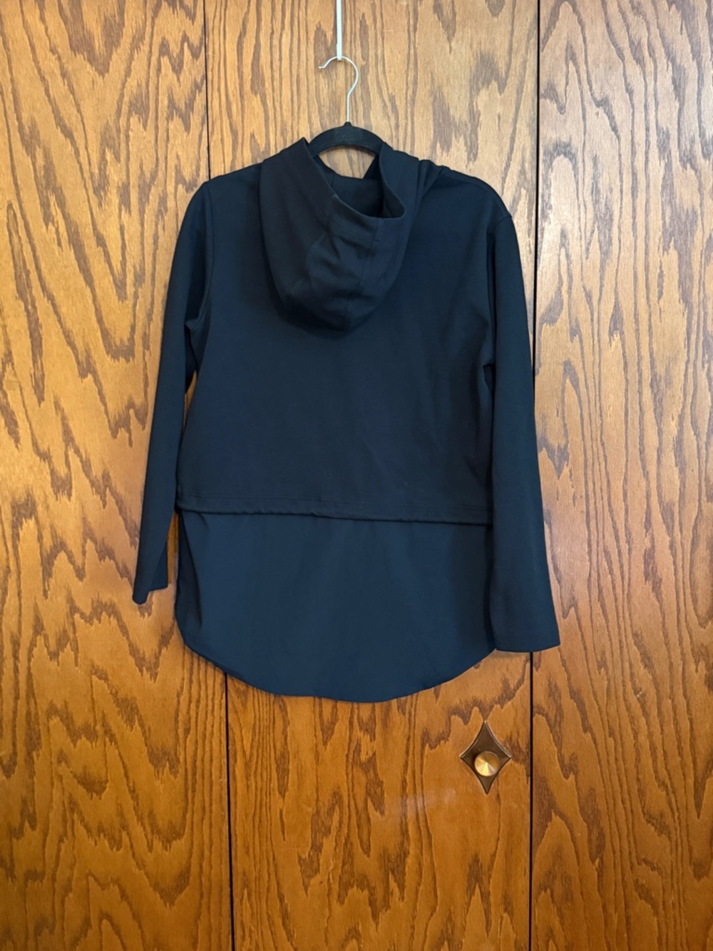 Athleta Black Hooded Tunic Top Drawstring Waist High Low Small - Picture 3 of 7